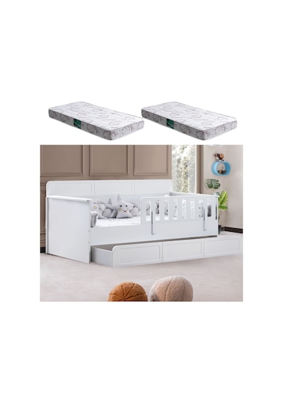Yavrulu Karyola, Mira Yavrulu Montessori Karyola - Beyaz + 2 Adet Comfort Yatak Yavrulu Karyola, Mira Yavrulu Montessori Karyola - Beyaz + 2 Adet Comfort Yatak