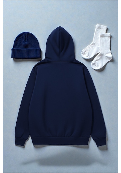 Uyguntarz Unisex Eternal Light Baskılı Oversize Sweatshirt Lacivert