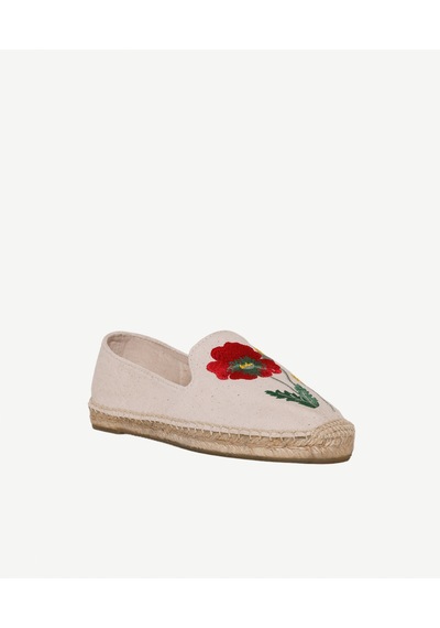 Yargıcı Çiçek Desenli Nakış İşleme Espadril 26ykay4027x 006 Ekru