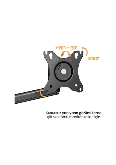 Çift Kol Monitör Tutucu 17" - 32" Ekranlar İçin, 8kg Taşıma Kapasiteli, Vesa Uyumlu, Eğilebilir Altın