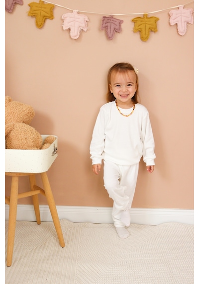 MiaBaby Kaşkorse Mevsimlik Pijama Takım Beyaz