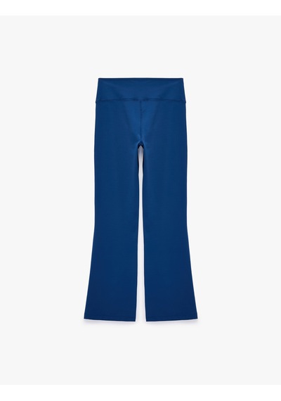 Koton Slim Fit Yüksek Bel İspanyol Paça Spor Tayt Lacivert 7wak40103nk