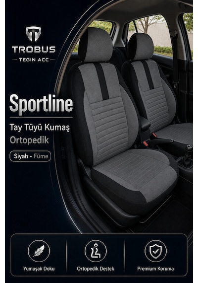 Ford Kuga 2008-2012 Uyumlu Sportline Serisi Füme Siyah Ortopedik Tay Tüyü Koltuk Kılıfı