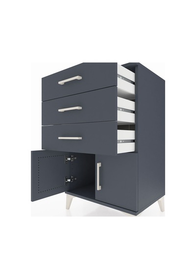 Hyperion Komodin 3 Çekmeceli 2 Kapaklı 60x44x96 Antrasit-antr... Antrasit