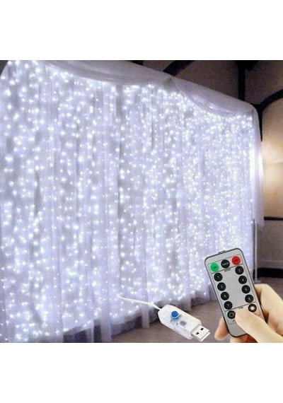 Mor 300 Led Perde Işıkları Dize 3m 3m Usb İle Çalışan Su Geçirmez Pırıltı Duvar Işıkları Mor