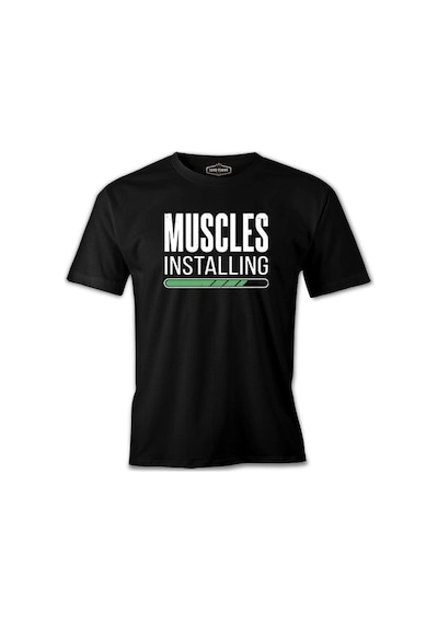Bodybuilding Muscles Installing Siyah Erkek Tshirt 001