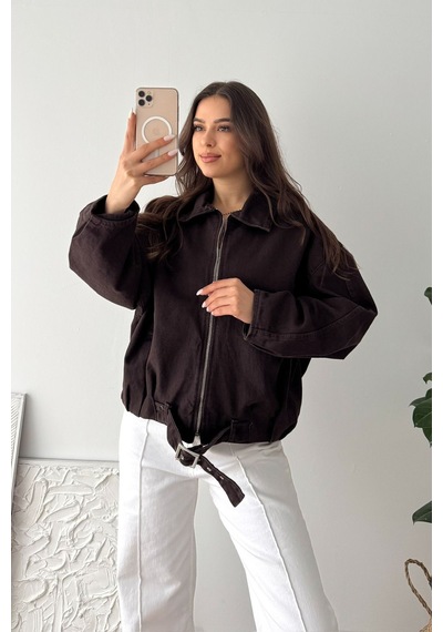 Blanco Kadın Kemer Detaylı Kot Ceket Oversize Fermuarlı Denim Ceket Kahverengi Kahverengi Blanco Kadın Kemer Detaylı Kot Ceket Oversize Fermuarlı Denim Ceket Kahverengi Kahverengi