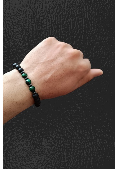Kaplan Gözü Taşı Oniks Taşı Hematit Taşı Bilekliği Çekici Karizmatik Erkek Bilekliği Karışık Renk Karışık Renk