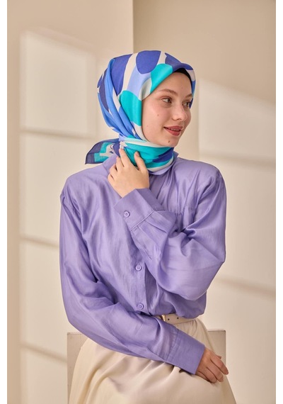 Silk Home Aura Eşarp 140001-13 Lacivert, Mavi, Lila, Beyaz