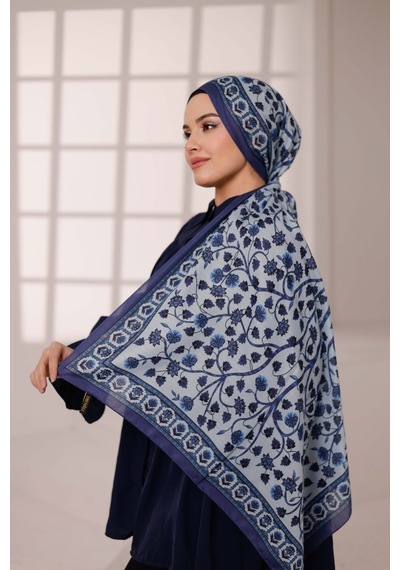 Mimiyum Alya Desen Soft Şal Mavi