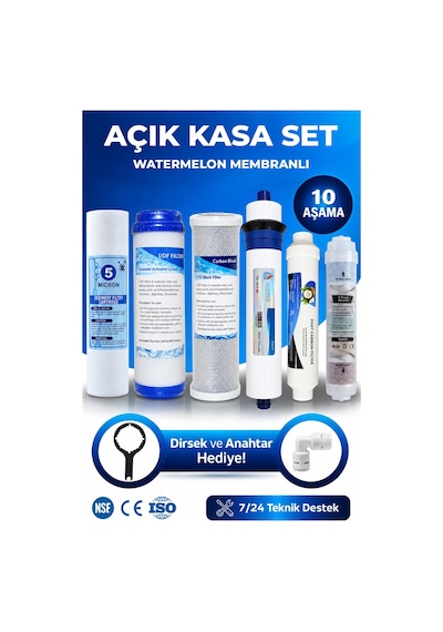 WaterMelon Açık Kasa Su Arıtma Cihazı Filtresi 10 Aşama Cift Karbonlu Mineralli WaterMelon Membran