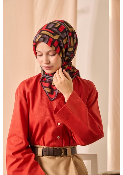 Silk Home Soft Eşarp 73096-03 Siyah, Mercan, Hardal, Eski Lavanta