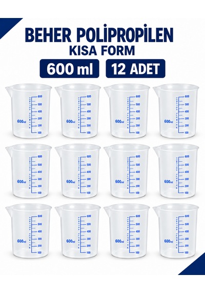 Beher Polipropilen - Kısa Form 600 Ml 12 Adet