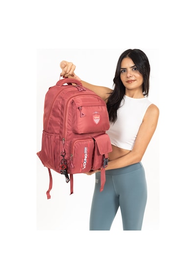 Şık Ve Fonksiyonel Çok Gözlü Sırt Çantası Unisex - Kırmızı Kırmızı