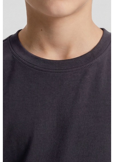 Antrasit O Yaka Standart Fit Basic Uzun Kollu Unisex Çocuk T-shirt - 11329 Antrasit