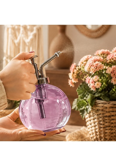 Porsima 15729 2'li Cam Sprey Şişe Seti 350 Ml Mor Cam Çiçek Bitki Sulama Püskürtücü & Sprey Yağdanlık