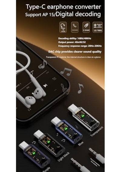 Ayrex Type C To 3.5mm Dac Kulaklık Dönüştürücü İphone 15 Ve Type C Telefon İle Uyumlu Çevirici Otgax