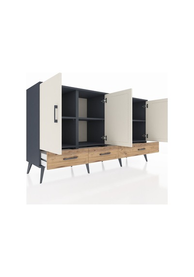 Kronos Konsol 6 Raflı 3 Çekmeceli 4 Kapaklı 176x59x99 Antrasit-ay Antrasit-aytaşı/çam Kronos Konsol 6 Raflı 3 Çekmeceli 4 Kapaklı 176x59x99 Antrasit-ay Antrasit-aytaşı/çam