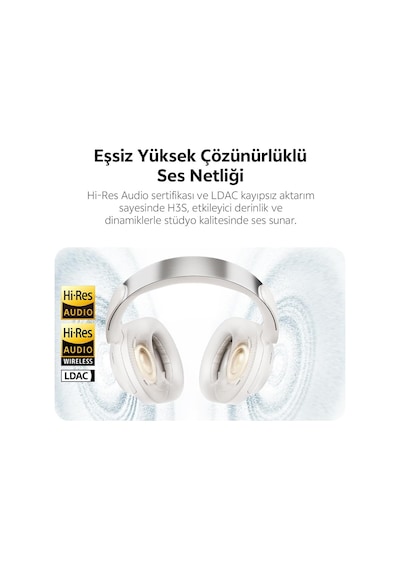 H3s 6.0 Bluetooth Kulaklık Anc Hi-res Ldac Çift Sürücülü Kulaklık 7 Mics. Yapay Zeka 102 Saat Dinle Siyah