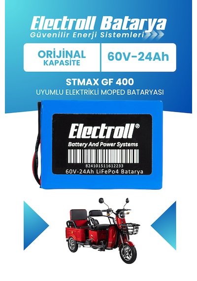 Stmax Gf 400 Uyumlu Batarya  Kapasite Lifepo4 60v 24ah Elektrikli Moped Bataryası