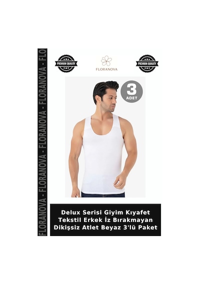 Floranova Delux Serisi Giyim Kıyafet Tekstil Erkek İz Bırakmayan Dikişsiz Atlet Beyaz 3'lü Paket Beyaz-3 Floranova Delux Serisi Giyim Kıyafet Tekstil Erkek İz Bırakmayan Dikişsiz Atlet Beyaz 3'lü Paket Beyaz-3