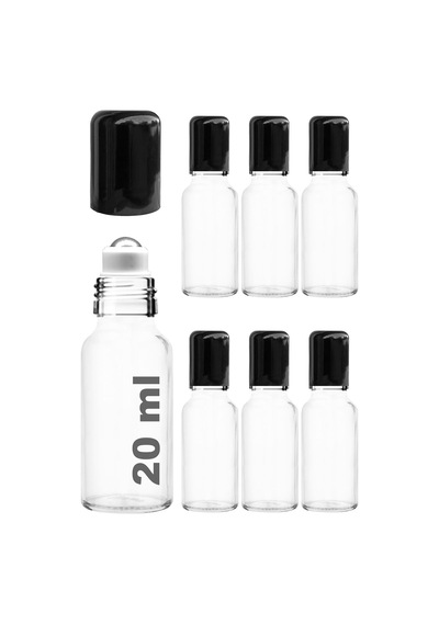 10 Ml Çelik Roll On Şişesi 10 Cc Sızdırmaz Siyah Kapaklı Cam Şişe 6 Adet Amber, 10