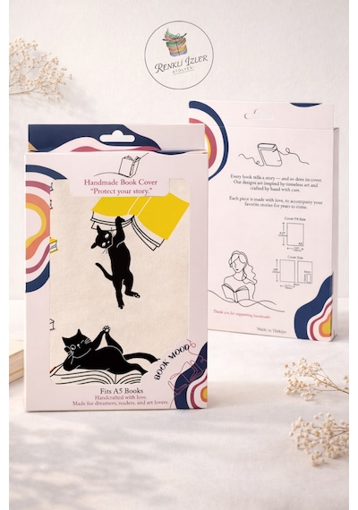 Kitap Kılıfı Kitap Aşığı Kediler