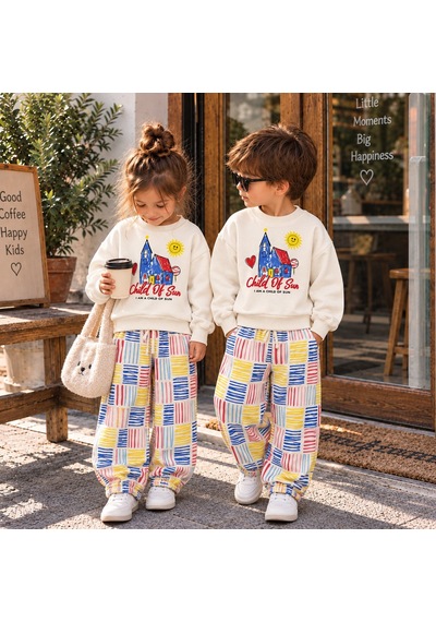 Child Of Sun Baskılı Sweatshirt Ve Lastikli Paça Çizgili Tasarım Eşofman Erkek&kız Çocuk Alt Üst Tak Kırmızı Child Of Sun Baskılı Sweatshirt Ve Lastikli Paça Çizgili Tasarım Eşofman Erkek&kız Çocuk Alt Üst Tak Kırmızı