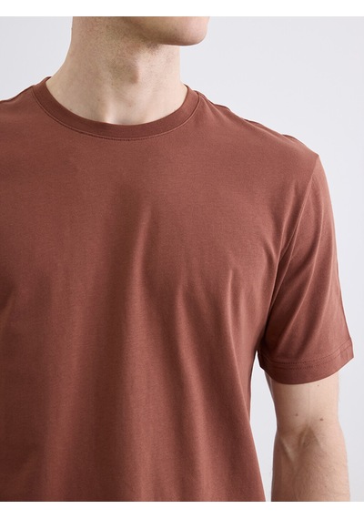 Lcwaıkıkı Classic Kahverengi %100 Pamuk Regular Fit Basic Tişört