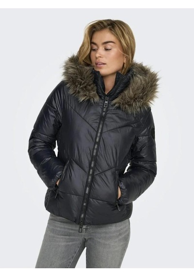 Only 15322003 Onlfever Short Puffer Black Kadın Mont Siyah