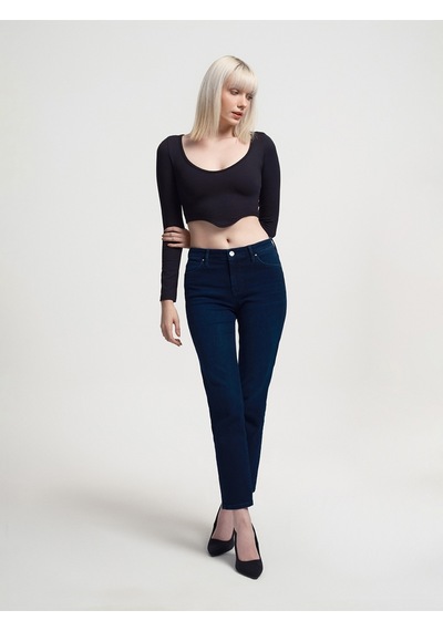 Crop Kadın Tshirt U.kol Siyah