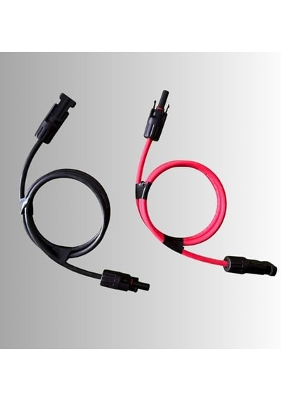 Güneş Paneli Bağlantıları İçin İki Tarafı Mc4 Konnektörlü, Uv Dayanımlı Dc Uzatma Kablo Seti- 1 M Siyah 6 Mm2+1 M Kırmızı 6 Mm2 Kablo