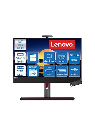 Lenovo ThinkCentre M90a Gen 5 12SKS50800H24 i5-14400 64 GB 2 TB SSD 23.8" W11H AIO Masaüstü Bilgisayar
