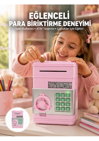 Elektronik Şifreli Otomatik Para Yutan Çocuk Kumbarası - Lisinya