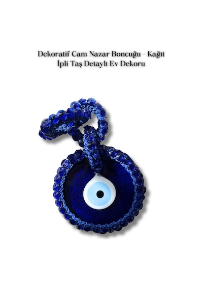 Dekoratif Cam Nazar Boncuğu Kağıt İpli Taş Detaylı