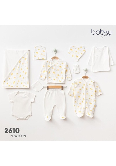 Bobby Baby %100 Pamuk Sevimli Ördekler Desenli 10'lu Hastane Çıkış Seti Bobby.2610 Çok Renkli