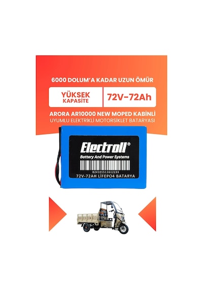 Arora Ar10000 New Moped Kabinli Uyumlu Batarya Yüksek Kapasite Lifepo4 72v 72ah Elektrikli Motorsiklet Bataryası