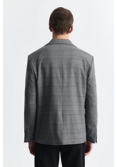 Antioch Ekose Relax Fit Blazer Ceket Gri