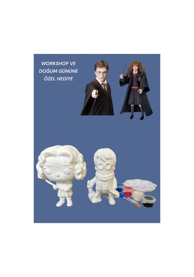 3d Harry Potter Ve Hermione Granger 2 Li Figür Boyama Seti - Kendin Boya Hobi Ve Etkinlik Seti - Akrilik Boya + 4 Fırça