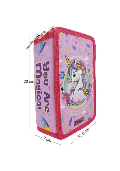 Xl Jumbo Model Unicorn Bahar Kalem Kutusu Organizer Kalemkutu 3 Bölmeli Kalemlik Pembe Pembe