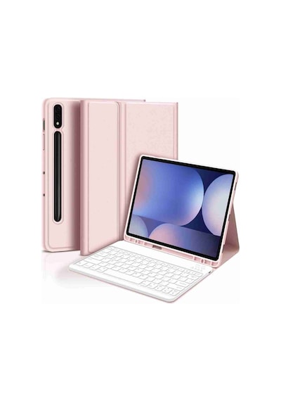 Fuchsia Galaxy Tab S10 Plus İle Uyumlu 12.4" Standlı Klavyeli Tablet Kılıfı Klavye + Stand