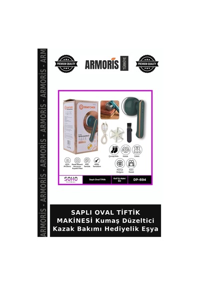 Saplı Oval Tiftik Makinesi Kumaş Düzeltici Kazak Bakımı Hediyelik Eşya