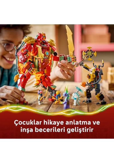LEGO® NINJAGO® Wyldfyre'ın Dönüşen Ejderha Robotu 71868 - 9 Yaş Üzeri Çocuklar için Ejderha Figürü Oyuncak Yapım Seti (821 Parça)