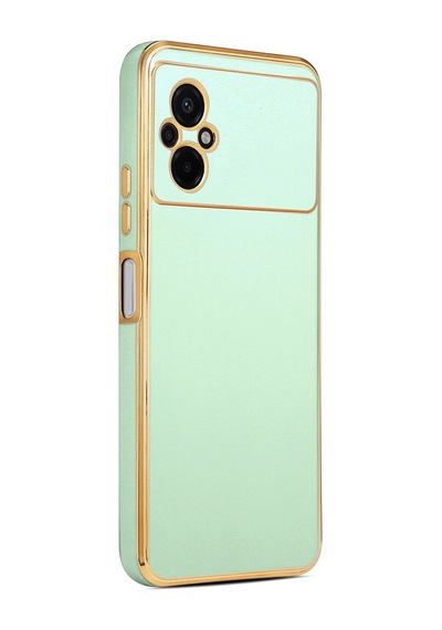 Xiaomi Uyumlu Poco M5 Kılıf Zore Kenarı Gold Renk Silikon Bark Kapak
