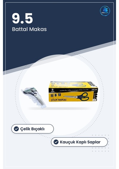 Kesici Makas 9.5 Battal Çelik Kumaş Kağıt Karton Kesim Ev Ofis At