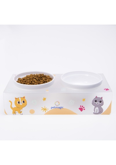 Petmagic Akrilik Pleksi Evcil Hayvan Renkli Seramik Kaseli Kedi Köpek Mama Su Kabı Mat