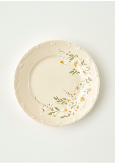 Bella Maison Daisy Porselen 6'lı Pasta Tabağı Krem 20 Cm Krem
