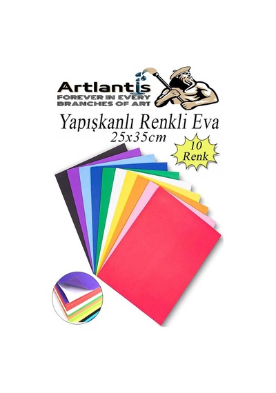 Yapışkanlı Eva 25x35 Cm 10 Renk 1 Paket Yapışkanlı Eva Süngeri 10'lu Okul Kreş Anasınıfı Elişi Etkinlikleri