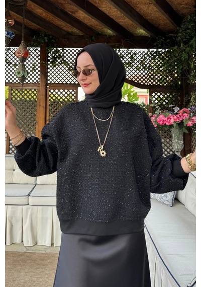 Rabia Şamlı Tüvit Sweat Siyah Normal