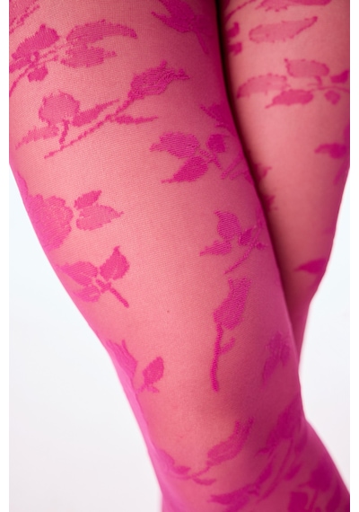 Penti Pembe Mor Sheer Floral Külotlu Çorap